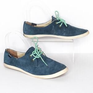 Soludos Women's Flats Sneakers Lace Up Leather Suede Blue Size 6 | AI